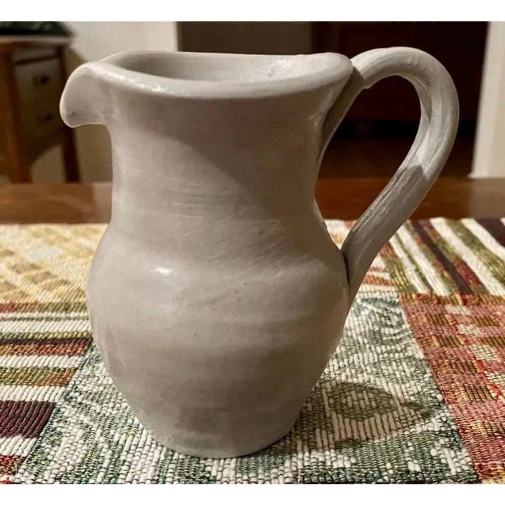 Williamsburg Salt Glaze Pottery Creamer/Small Pitcher Cobalt Blue Tulip 3